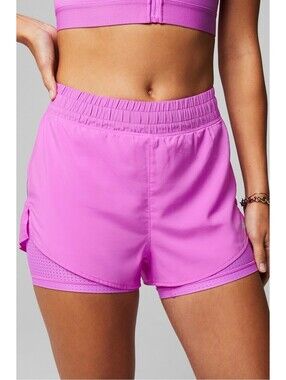 Fabletics Perforated Run 2” Shorts Electric Orchid Neon Lined Size M